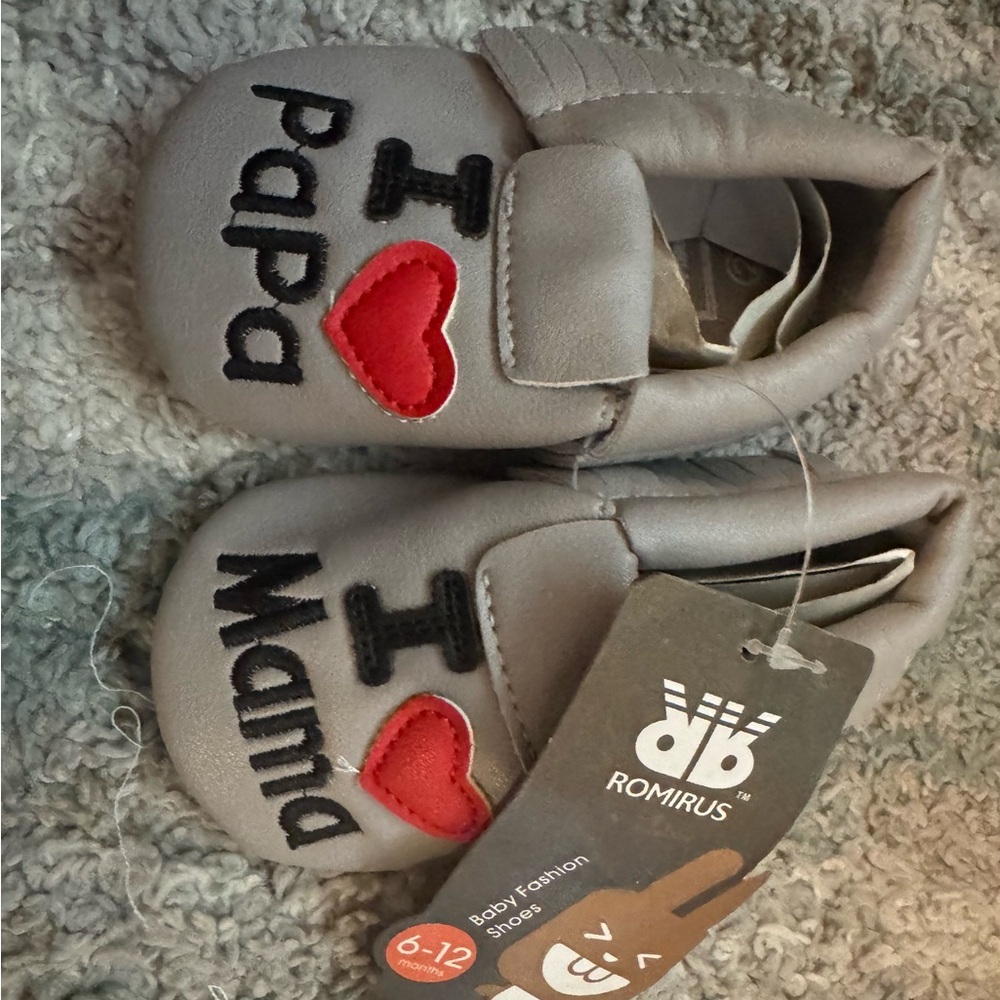 Baby Walker Shoes - Gray with Red Heart